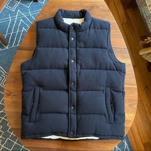 Muji Wool Tweed Down Puffer Vest - Navy XL